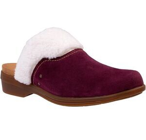 Spenco Northridge Cozy Burgundy Faux Sherpa Trim Slip On Clog Women’s Size 10